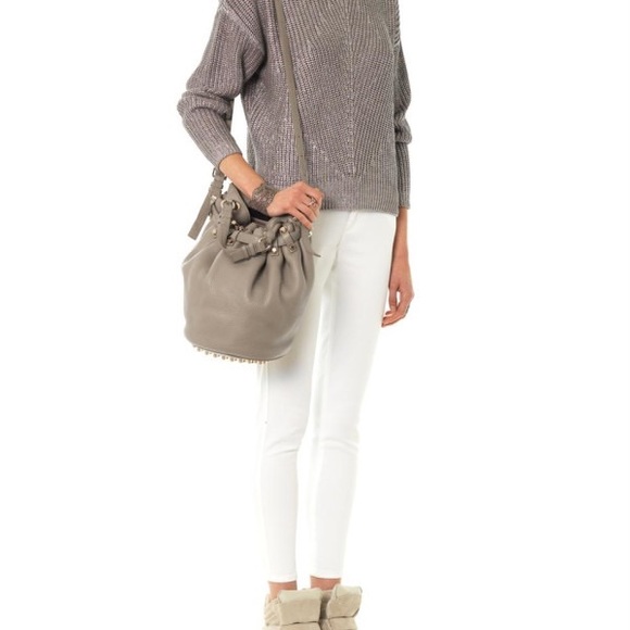 Alexander Wang Gray Diego Studded Drawstring Bag - Picture 14 of 15